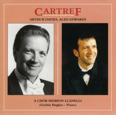 A salmon-pink cover frames two formal portraits side by side, one black and white and one in colour, beneath the title “CARTREF”.